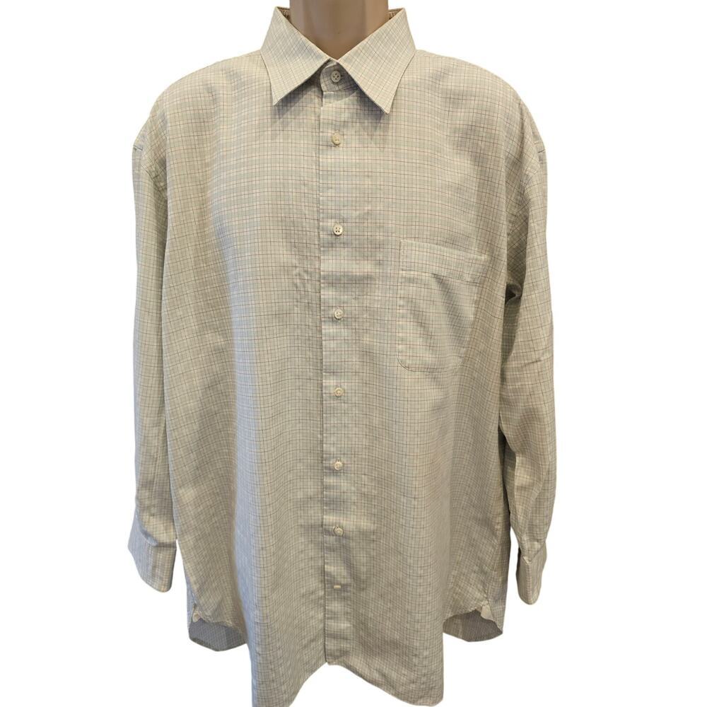 Ermenegildo Zeģna 48" chest (XL)? Blue plaid long sleeve dress shirt vintage #
